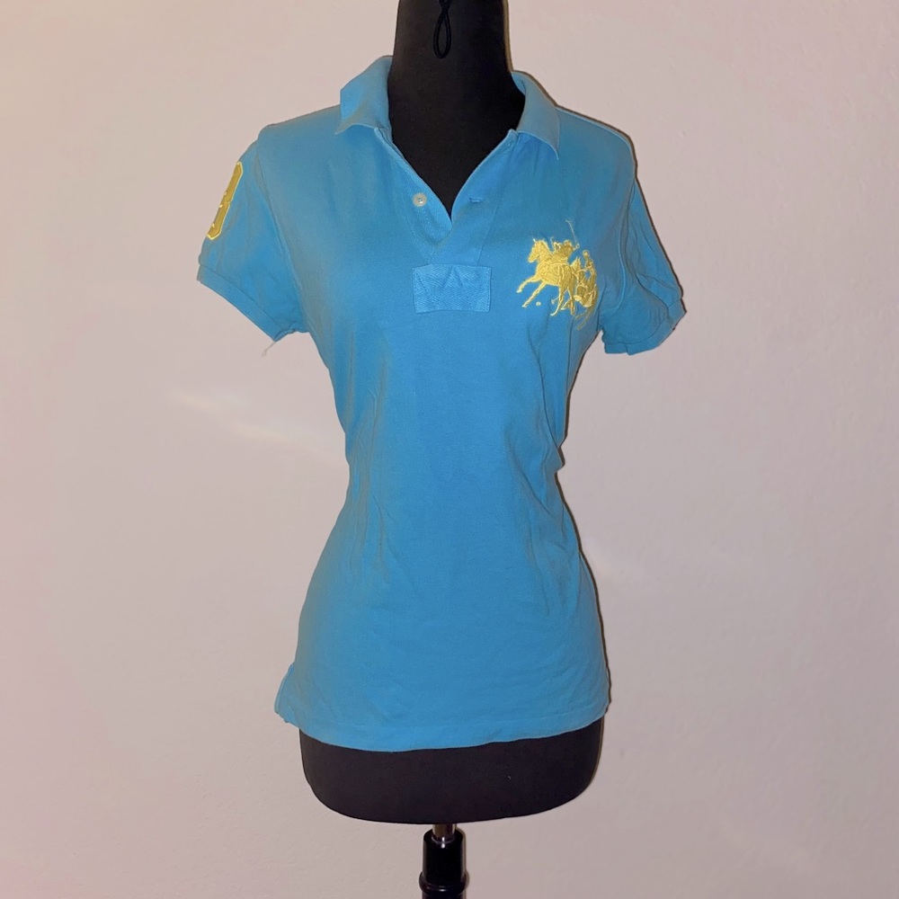 Ralph Lauren Skinny Turquoise Big Polo Yellow Logo